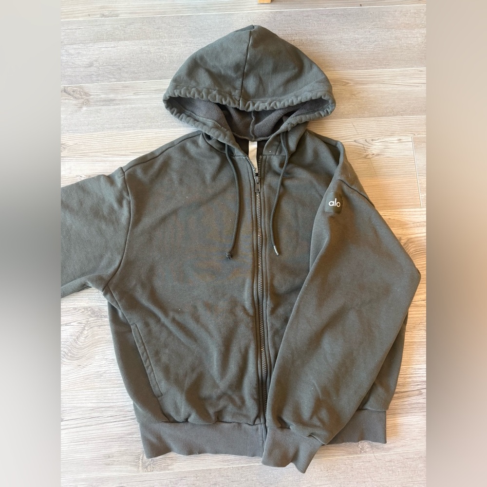 Alo yoga zip up hoodie dark green